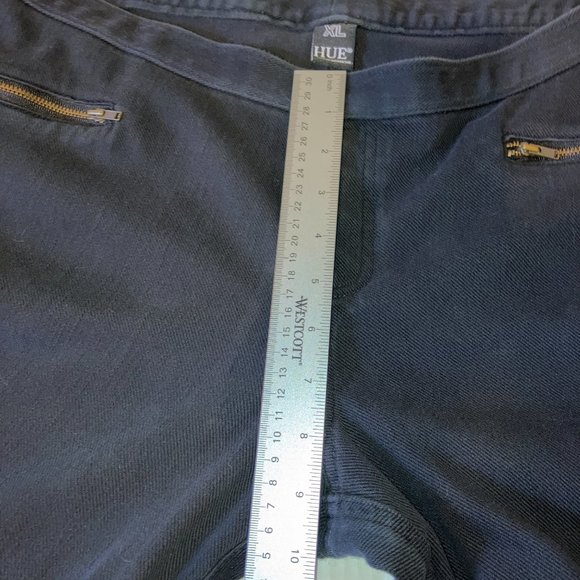 Hue Quilted Knee Black Zipper Pocket Jeggings Womens Size XL - Picture 4 of 11